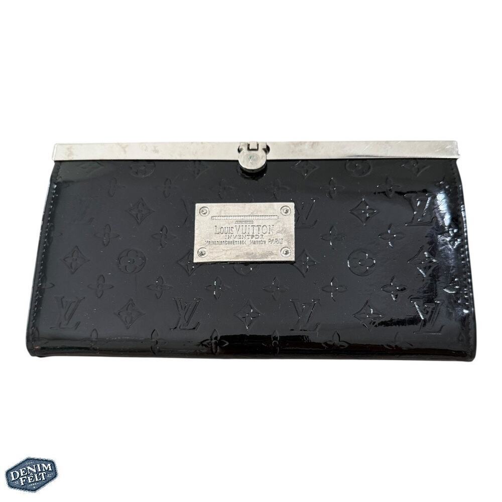 Louis‎ Vuitton Black Vernis Monogram Patent Leather French Purse/Wallet/Clutch